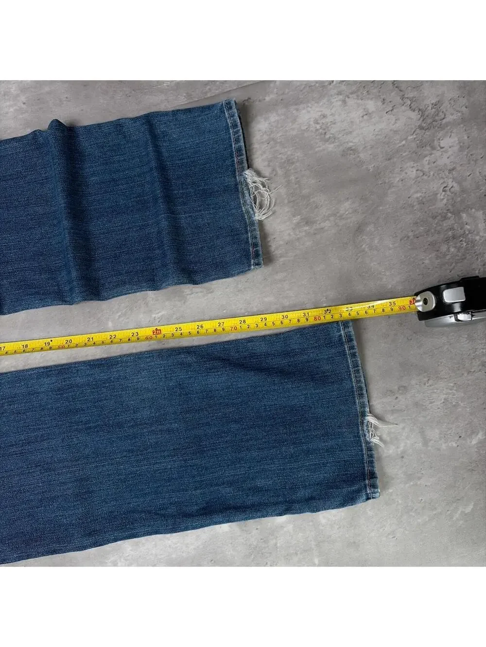 Y2K Blue True Religion Grunge Ricky Straight Distressed Skater Denim Jeans